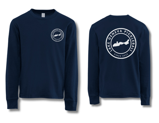 Youth Long Sleeve Midnight Navy Lake Geneva Pickleball